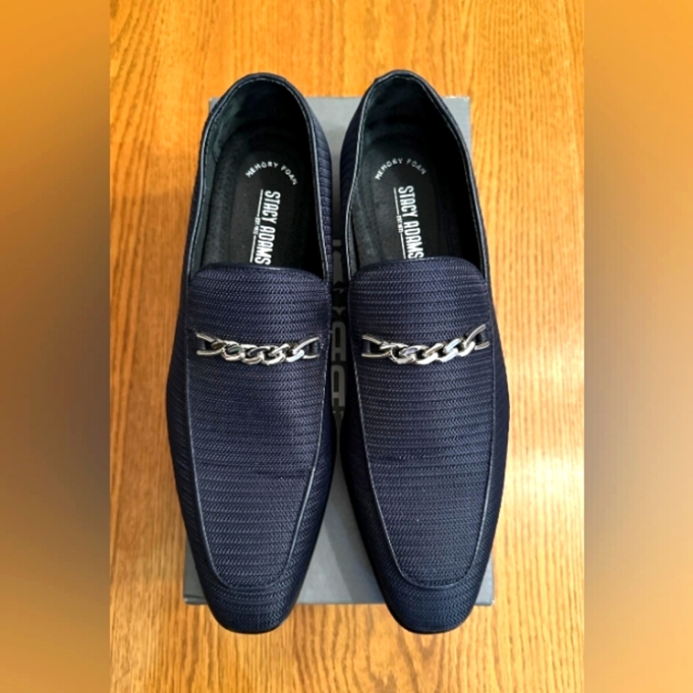 Stacy Adams Men's Tazio Moc Toe Slip On Loafer - size 11.5 blue leather like new